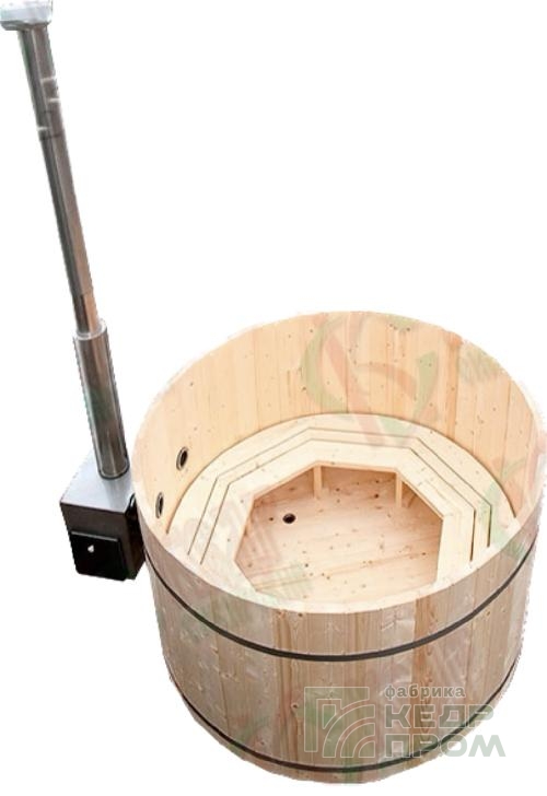 Купель из кедра "Камлак", с наружной дровяной печью, диаметр 2 м, высота 1,2 м