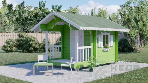 Детский игровой домик из сибирского кедра зеленый