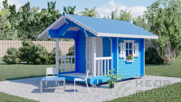 Детский игровой домик из сибирского кедра синий