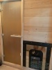 Баня-бочка из кедра квадро-овал с кухней и душем 6х2,35 метра дверь в парную